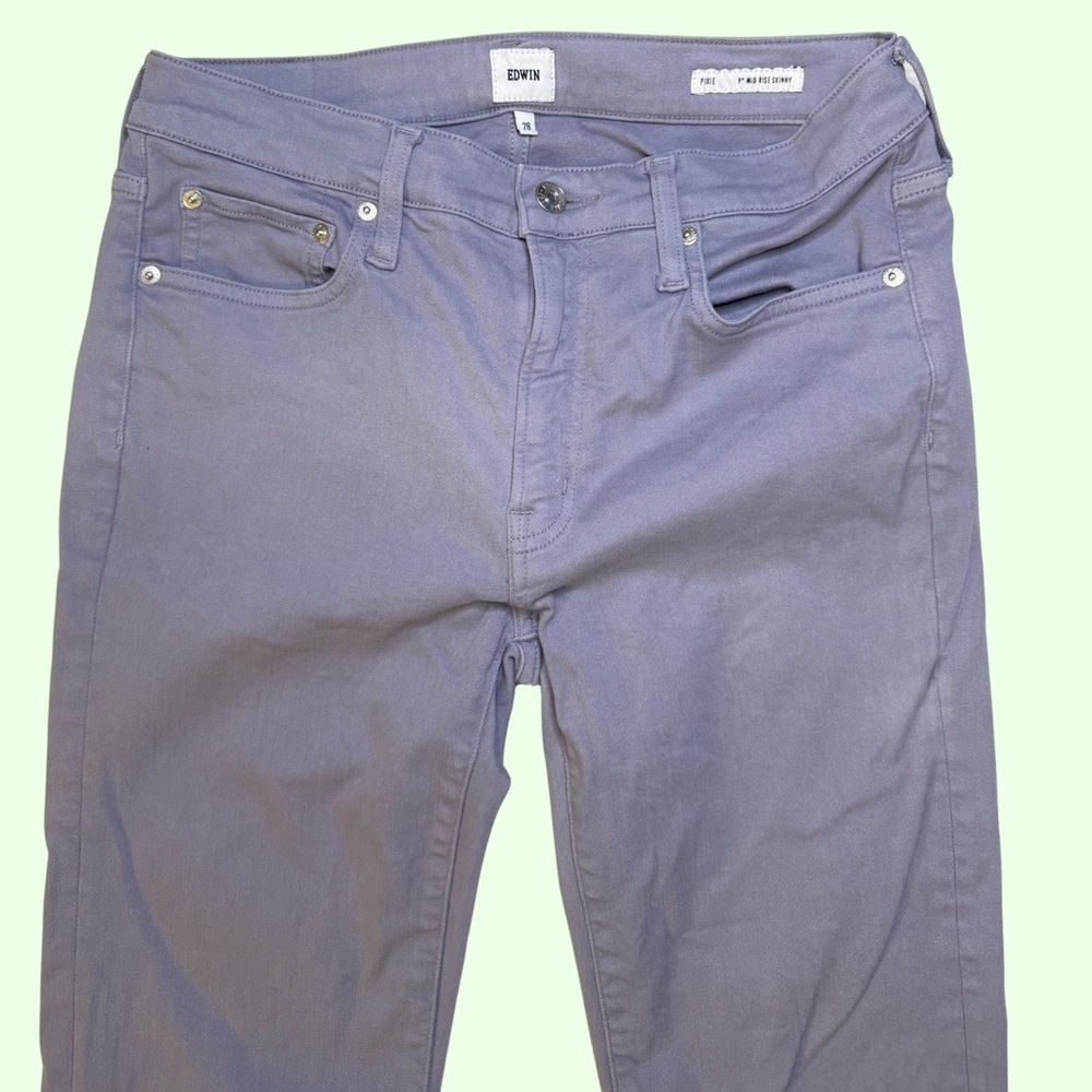 Edwin Pixie 9” Mid Rise Skinny Jeans in Silver Lining